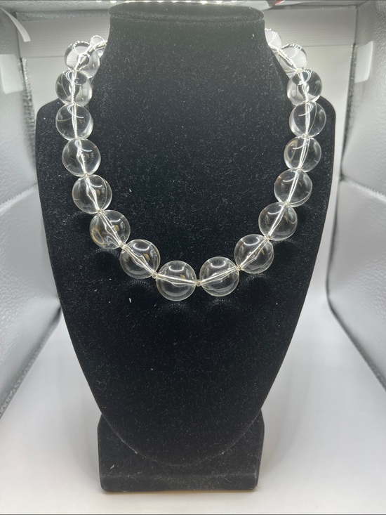 Jewelry - Clear Lucite/acrylic Beaded Necklace - Elegant Transparent Spheres 17”